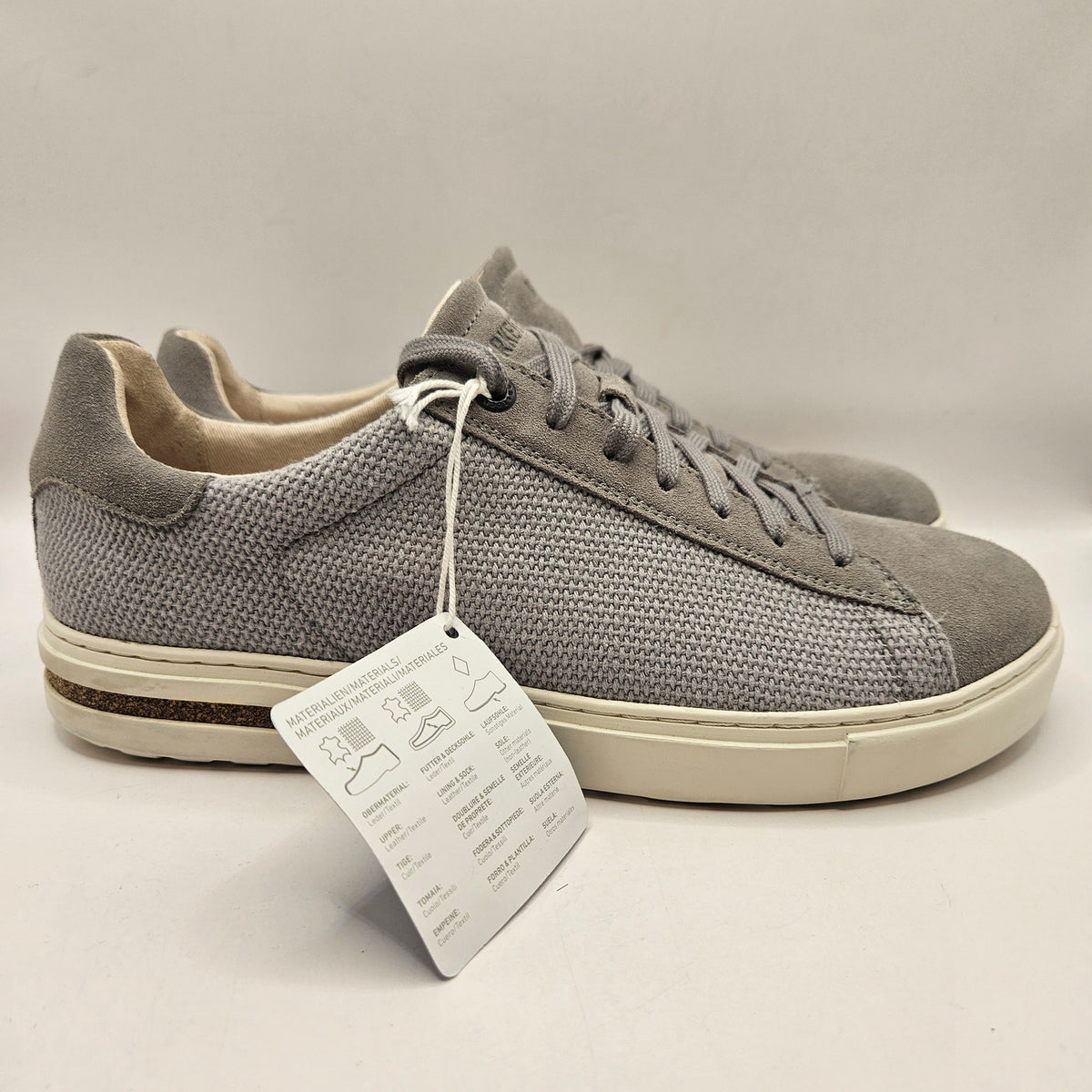 BIRKENSTOCK MEN'S 8 BEND LOW LIGHT GREY TEXTILE LOW TOP SNEAKER MADE IN GERMANY
