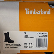 TIMBERLAND WOMEN'S 7 PREMIUM 8 INCH LACE WP BLACK FULL GRAIN BOOT TB0A43MXW02