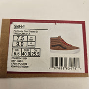 VANS MEN'S 7.5 SK8 HI PIG SUEDE PLAID GLAZED GINGER BROWN NWOB