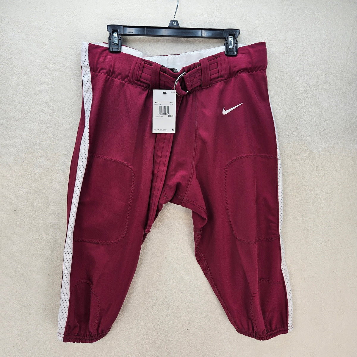 NIKE MEN'S XXL VAPOR PRO FOOTBALL PANTS MAROON WHITE CI3771-670 NWT