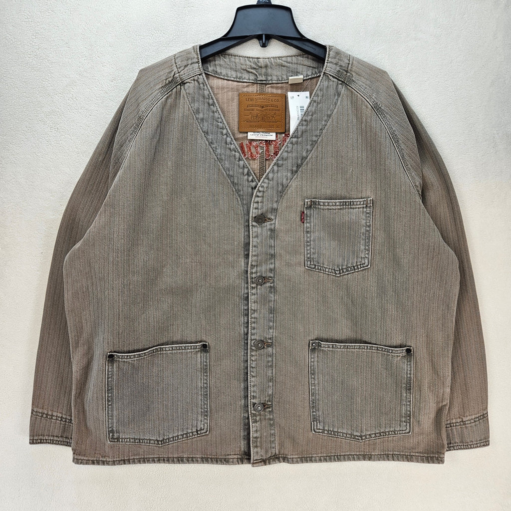LEVI'S MENS XL UNION ENGINEER CARDIGAN UNIFORM BADGE TAN NWT
