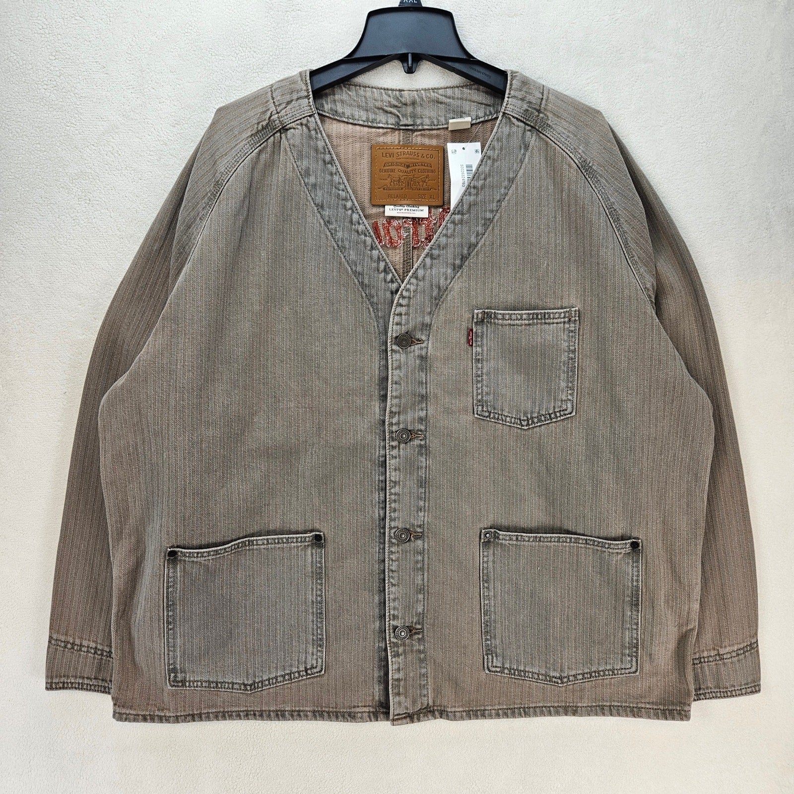 LEVI'S MENS XL UNION ENGINEER CARDIGAN UNIFORM BADGE TAN NWT