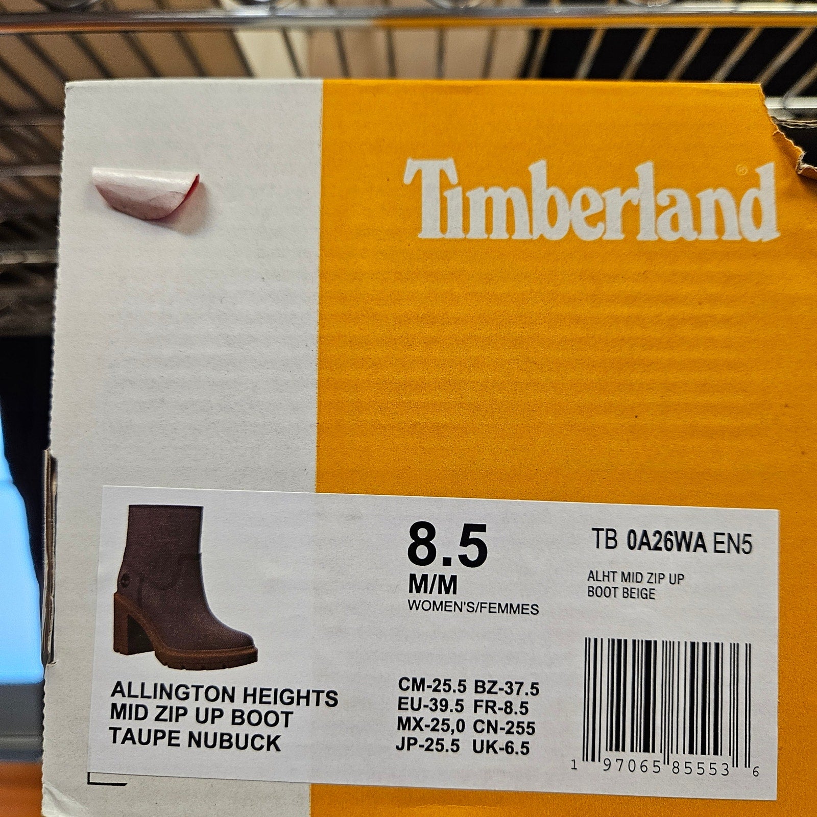 TIMBERLAND WOMEN'S 8.5 ALLINGTON HEIGHTS MID ZIP BOOT TAUPE NUBUCK NIB