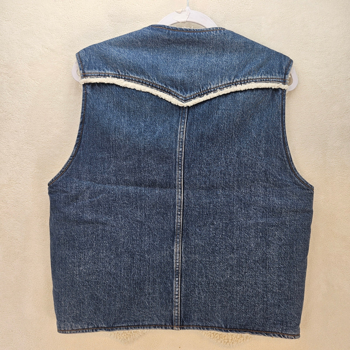 LEVI'S MEN'S SMALL WESTERN DENIM SHERPA VEST NWT SKY DESERT MEDIUM WASH
