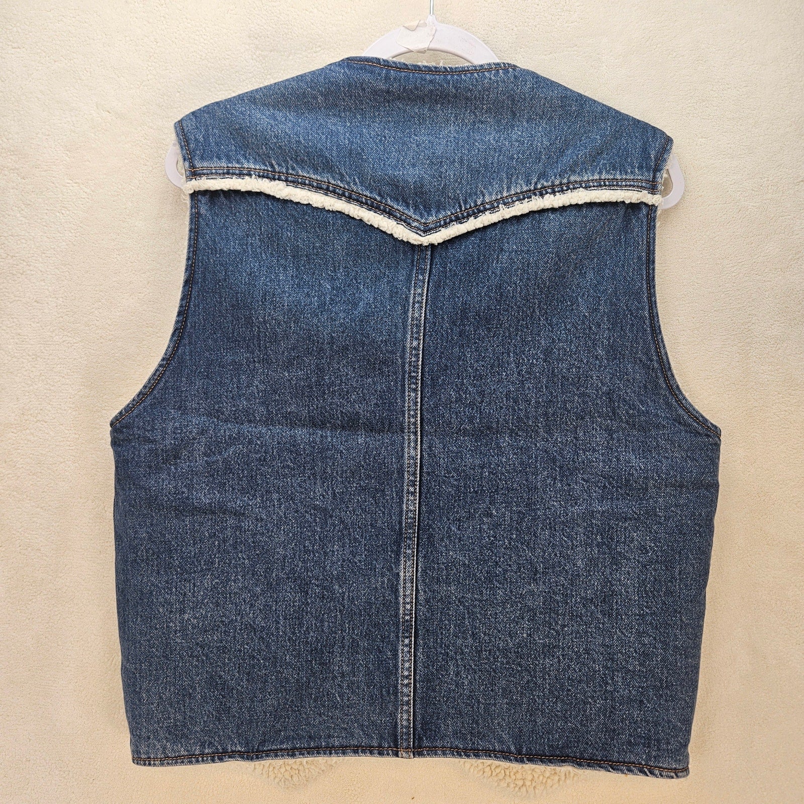 LEVI'S MEN'S SMALL WESTERN DENIM SHERPA VEST NWT SKY DESERT MEDIUM WASH