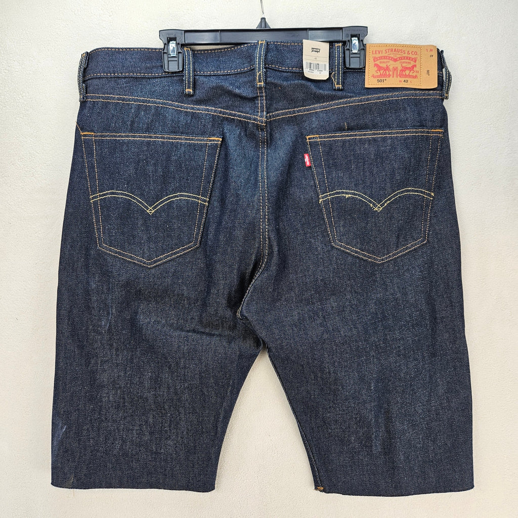 LEVI'S MEN'S 42 ORIGINAL FIT 501 DENIM SHORTS DARK WASH BUTTON FLY RAW HEM NWT