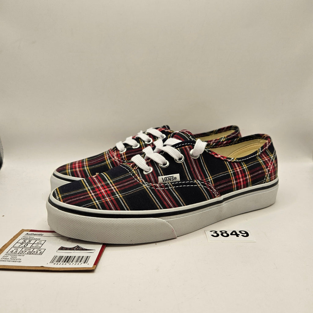 VANS WOMEN'S 7 AUTHENTIC LOW TOP SNEAKER PLAID NAVY NIB VN000EGABX9