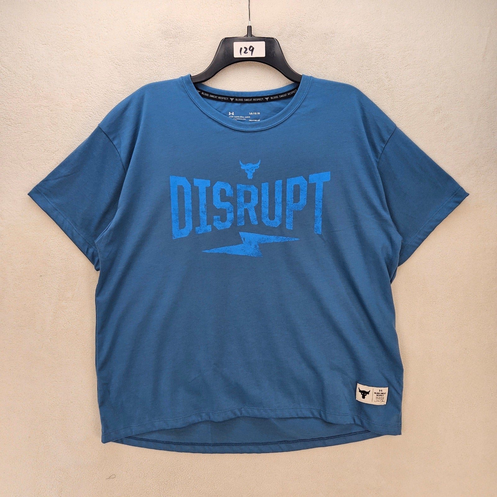 UNDER ARMOUR X PROJECT ROCK WOMEN'S LARGE BLUE TRAINING TSHIRT NWT