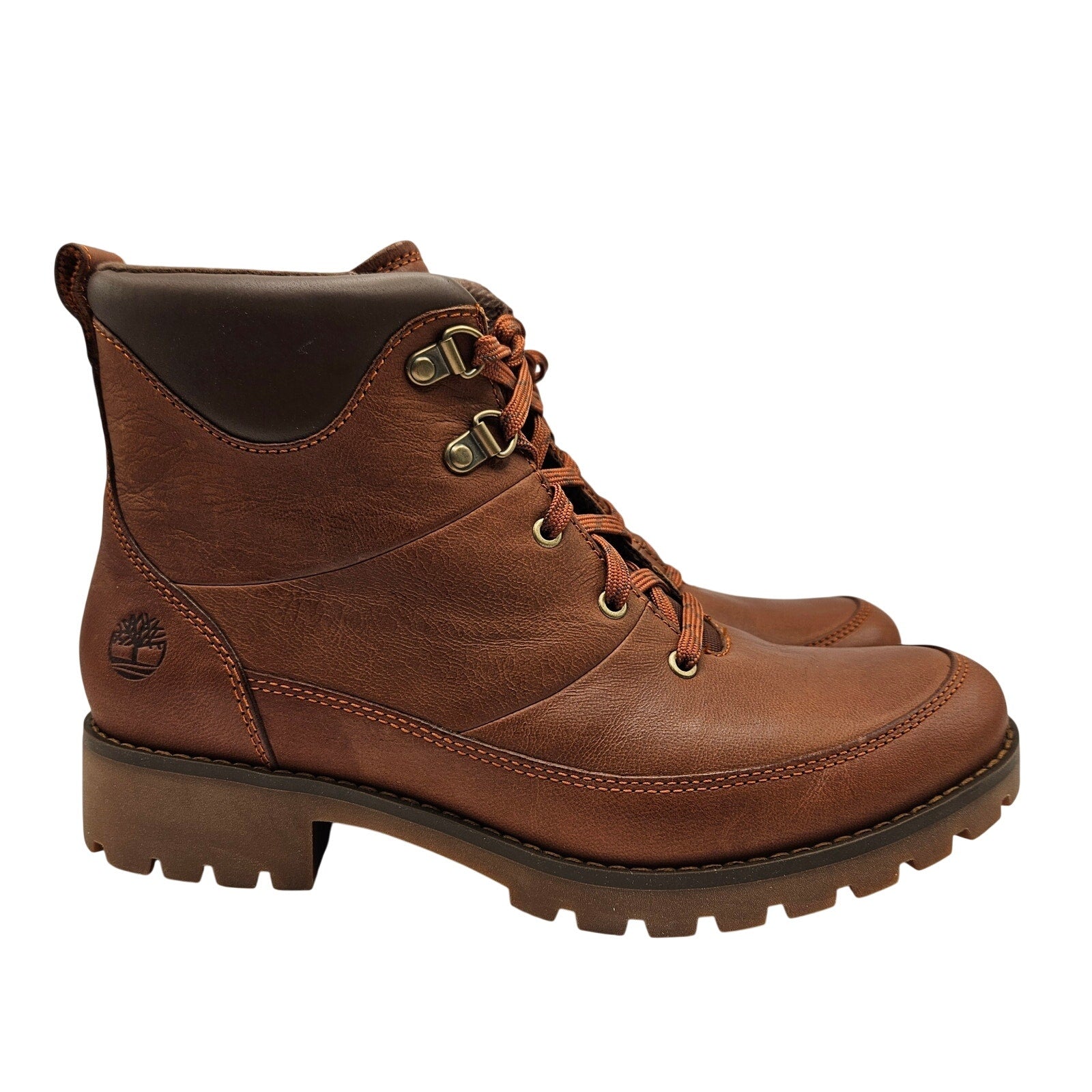 TIMBERLAND WOMEN'S 8 ELLENDALE MID LACE-UP BOOT BROWN FULL GRAIN NIB