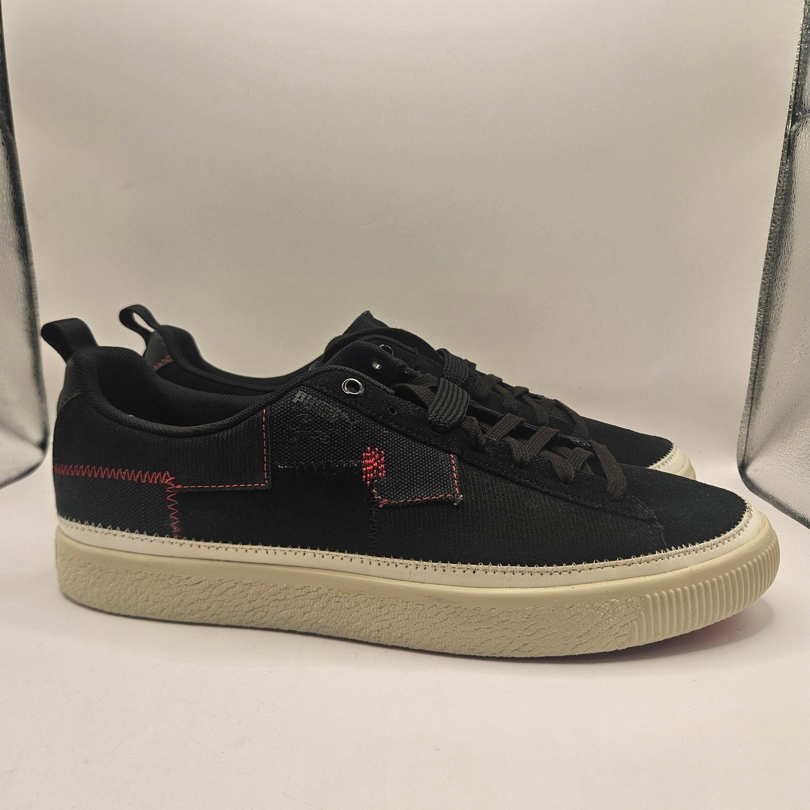 PUMA MEN'S 12 CLYDE BLACK RED REFORM LOW TOP SNEAKER NWOB 372337-01