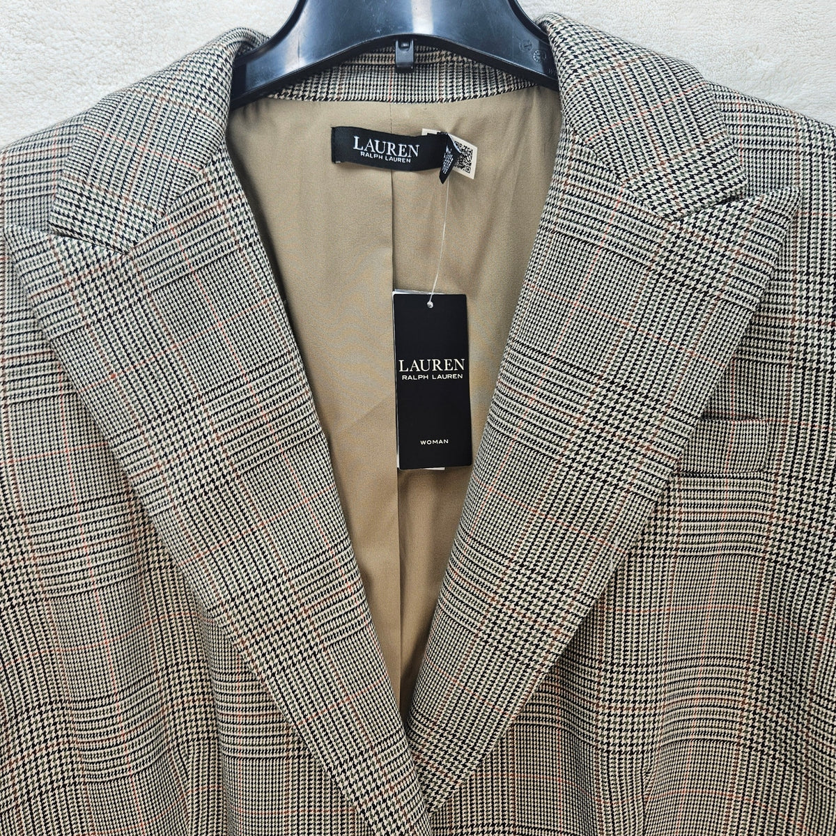 RALPH LAUREN WOMEN'S 20W GLEN PLAID COTTON-BLEND TWILL BLAZER RETAIL $345 NWT