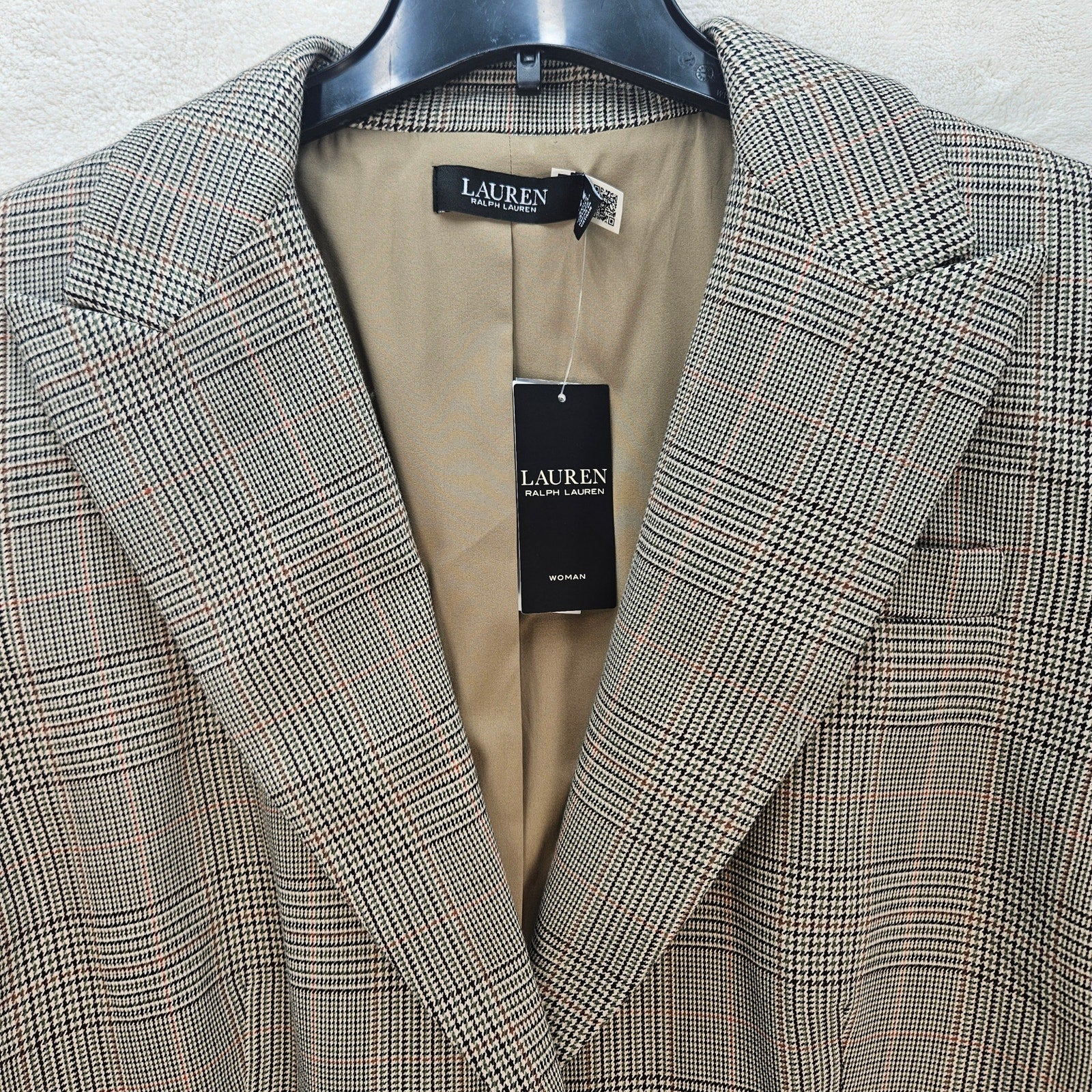 RALPH LAUREN WOMEN'S 20W GLEN PLAID COTTON-BLEND TWILL BLAZER RETAIL $345 NWT
