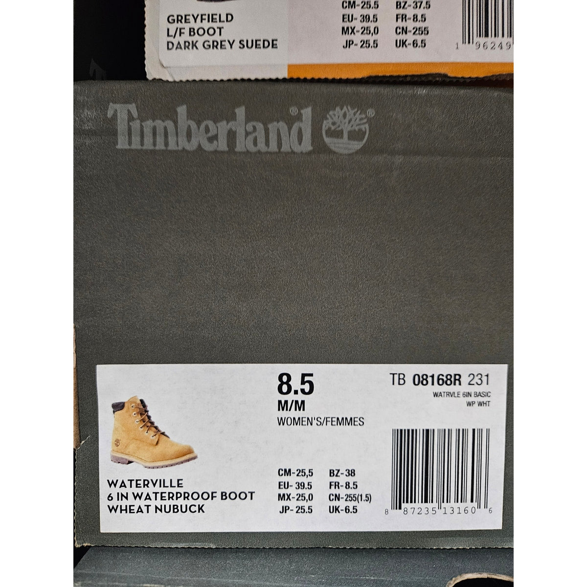 TIMBERLAND WOMEN'S 8.5 WATERVILLE 6 INCH WATERPROOF BOOTS WHEAT BROWN NIB