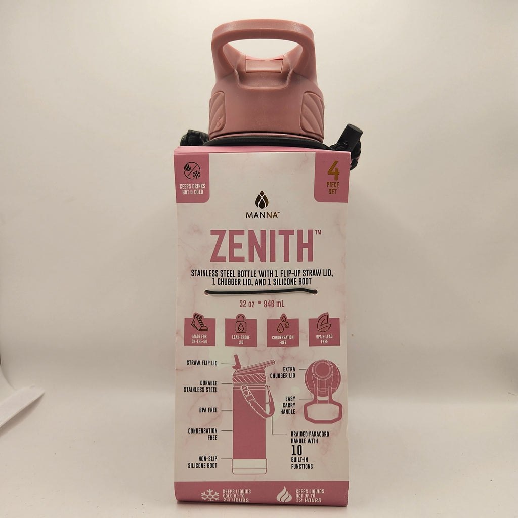 HYDRAGEAR 32oz ZENITH TUMBLER 4 PIECE PINK WATER BOTTLE NIB
