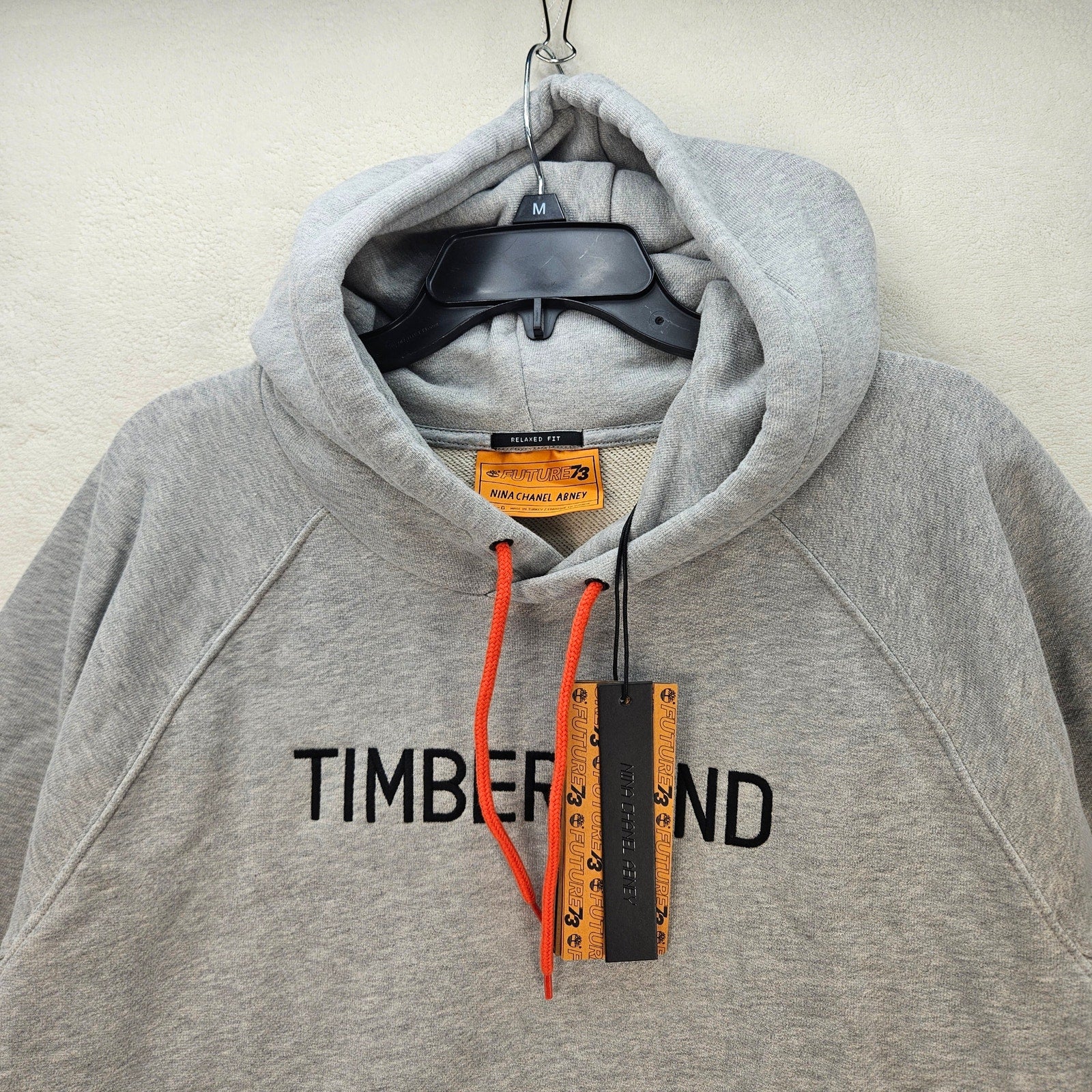 TIMBERLAND X NINA CHANEL ABNEY LARGE TERRY CLOTH PULLOVER HOODIE GRAY NWT