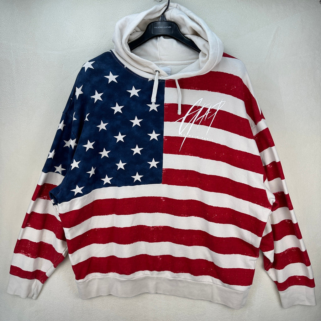 GAP x BALMAIN American Flag Hoodie Terry Cloth Size XL