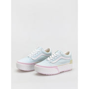 VANS WOMEN'S 10 OLD SKOOL STACKED PLATFORM BLUE WHITE PINK NIB