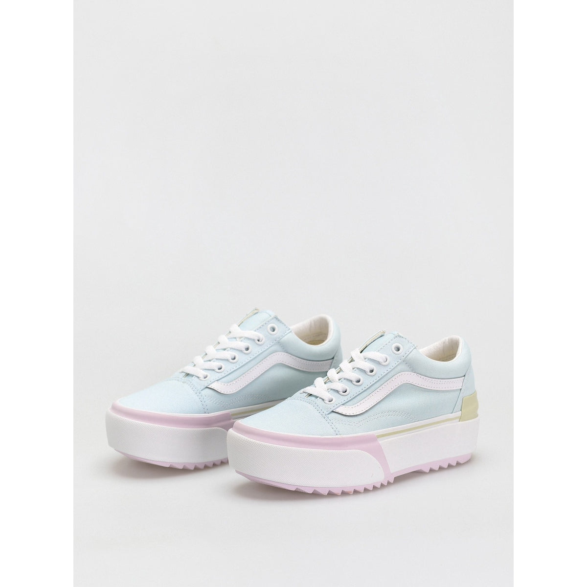 VANS WOMEN'S 10 OLD SKOOL STACKED PLATFORM BLUE WHITE PINK NIB