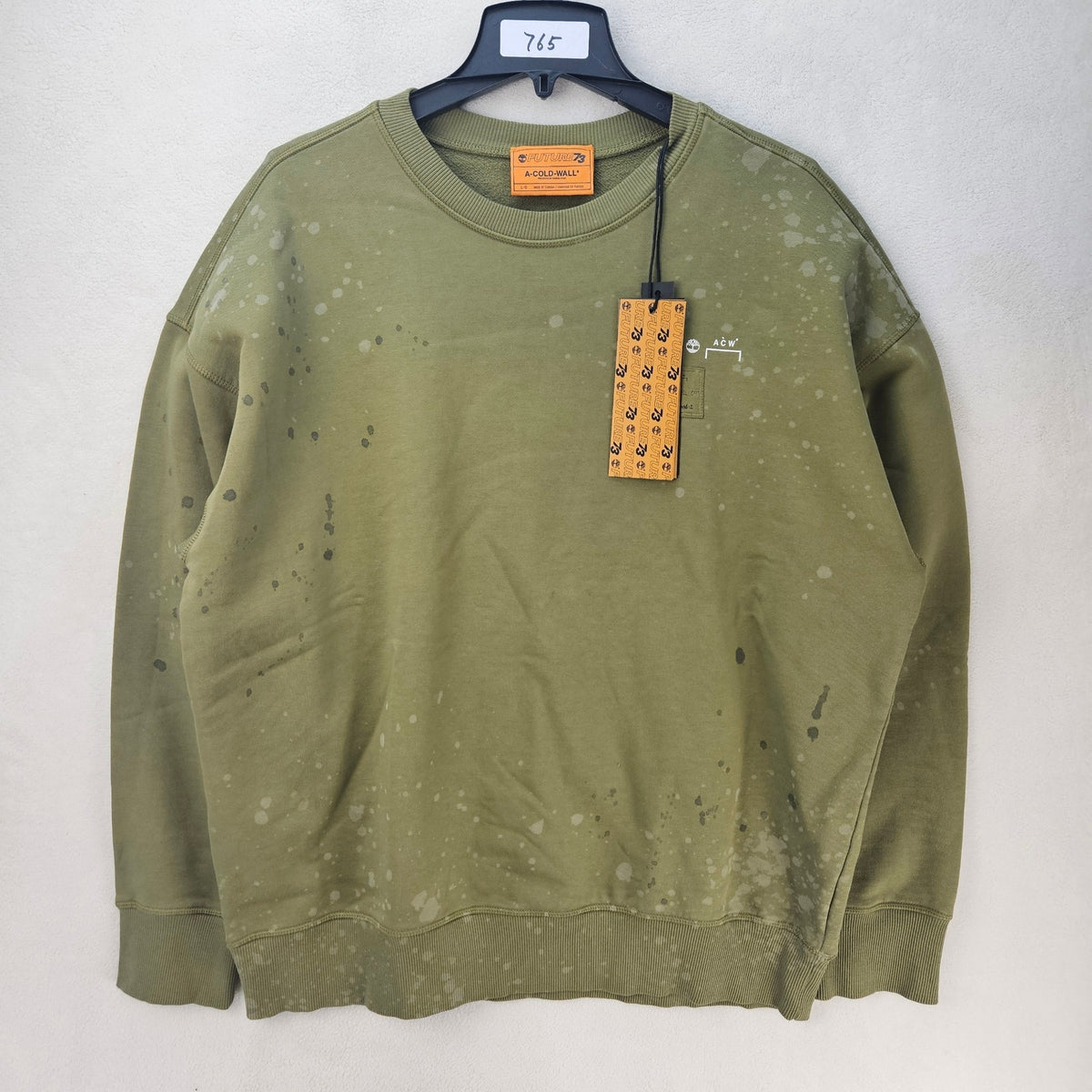 TIMBERLAND X A COLD WALL MEN'S LARGE OLIVE GREEN $350 D CREWNECK SWEATSHIRT
