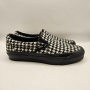 VANS WOMEN'S 7.5 HOUNDSTOOTH BLACK WHITE SLIP ON BLACK OUTSOLE NWOB