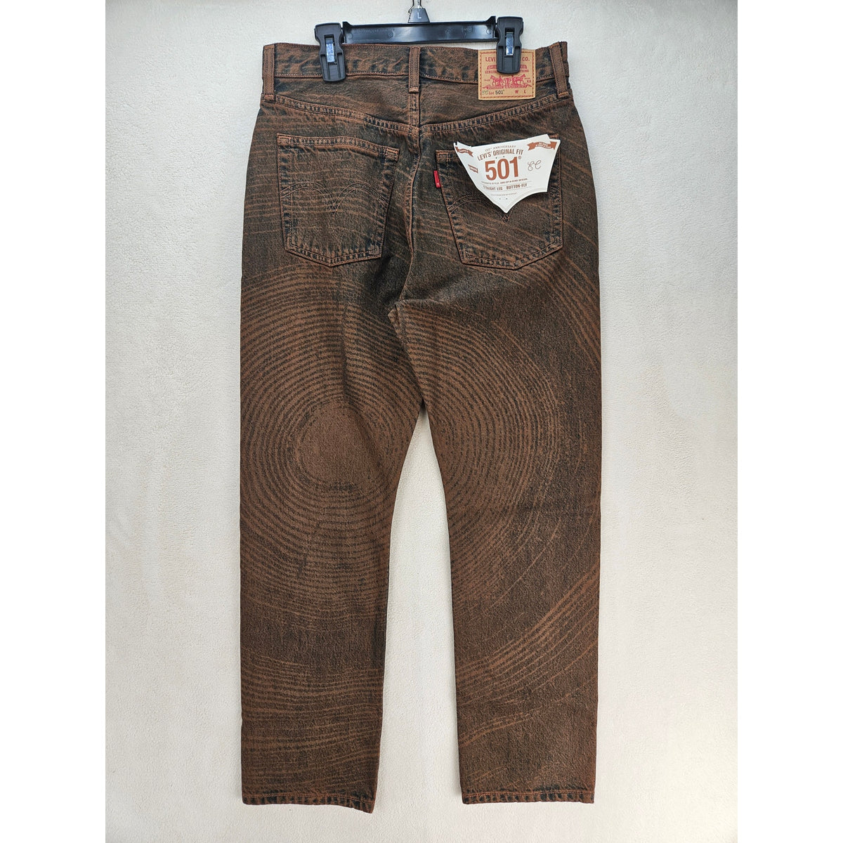 LEVI'S WOMEN'S 27 X EMMA CHAMBERLAIN 501 ORIGINAL JEANS TREE RINGS BROWN