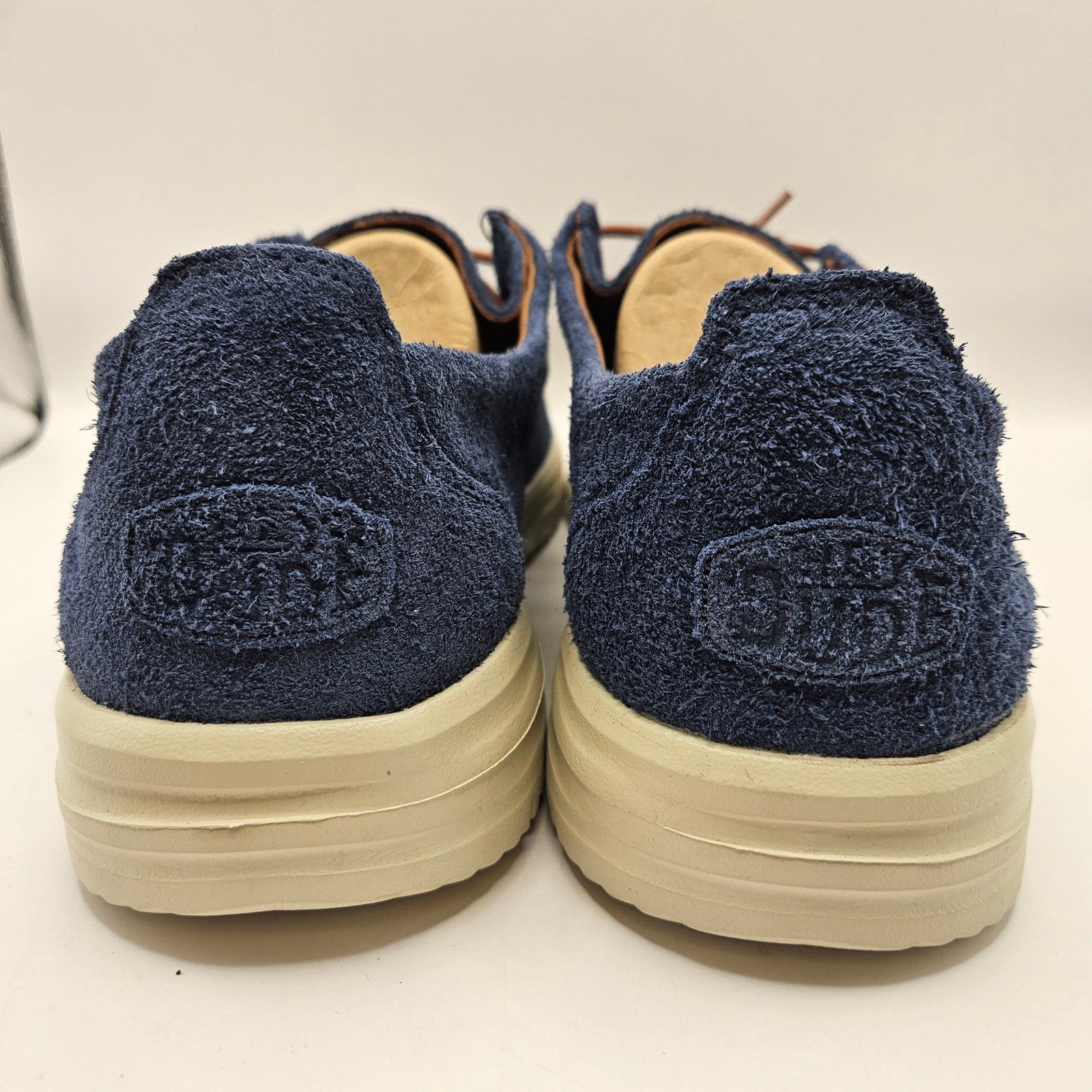 HEY DUDE MEN'S 13 BLUE STOWE SUEDE LEATHER SLIP ON SHOES 40877-410 LOAFERS NWOB