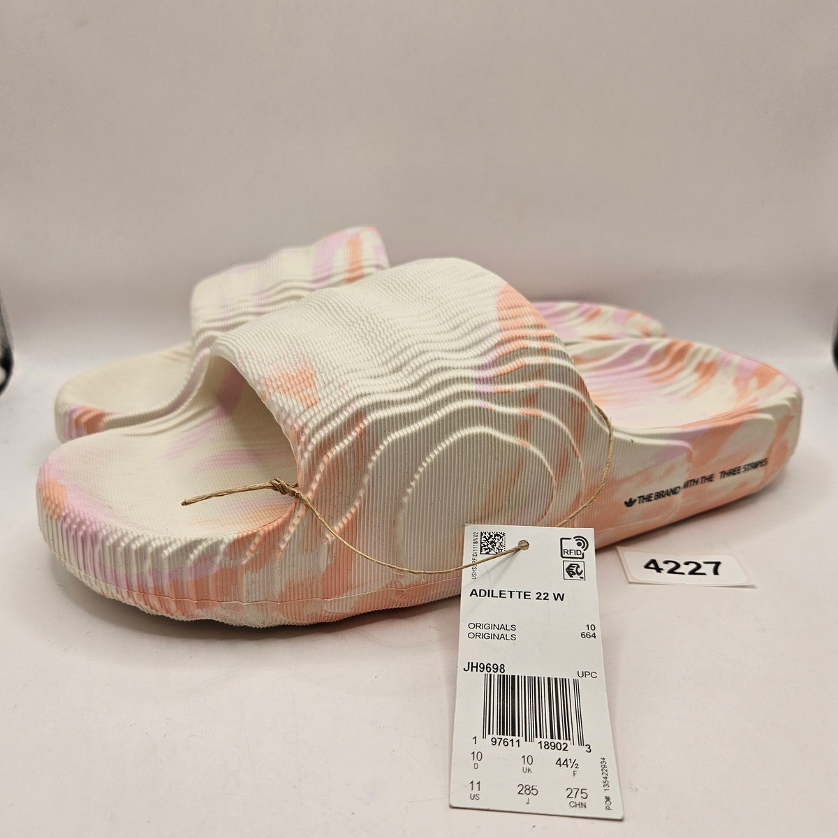 ADIDAS WOMEN'S 11 ADILETTE 22 SLIDE CREAM GLOW PINK JH9698