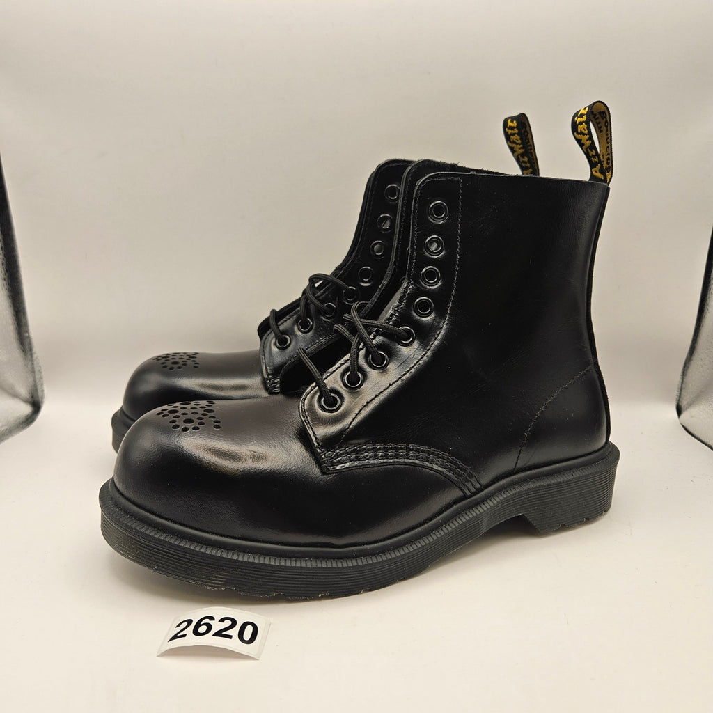 DR MARTENS WOMEN'S 7 ST BROGUE 1460 PASCAL NWOB BLACK EXPOSED STEEL TOE