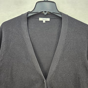 MADEWELL WOMEN'S LARGE BLACK TEXTURED KNIT OPEN FRONT BUTTON CARDIGAN SWEATER