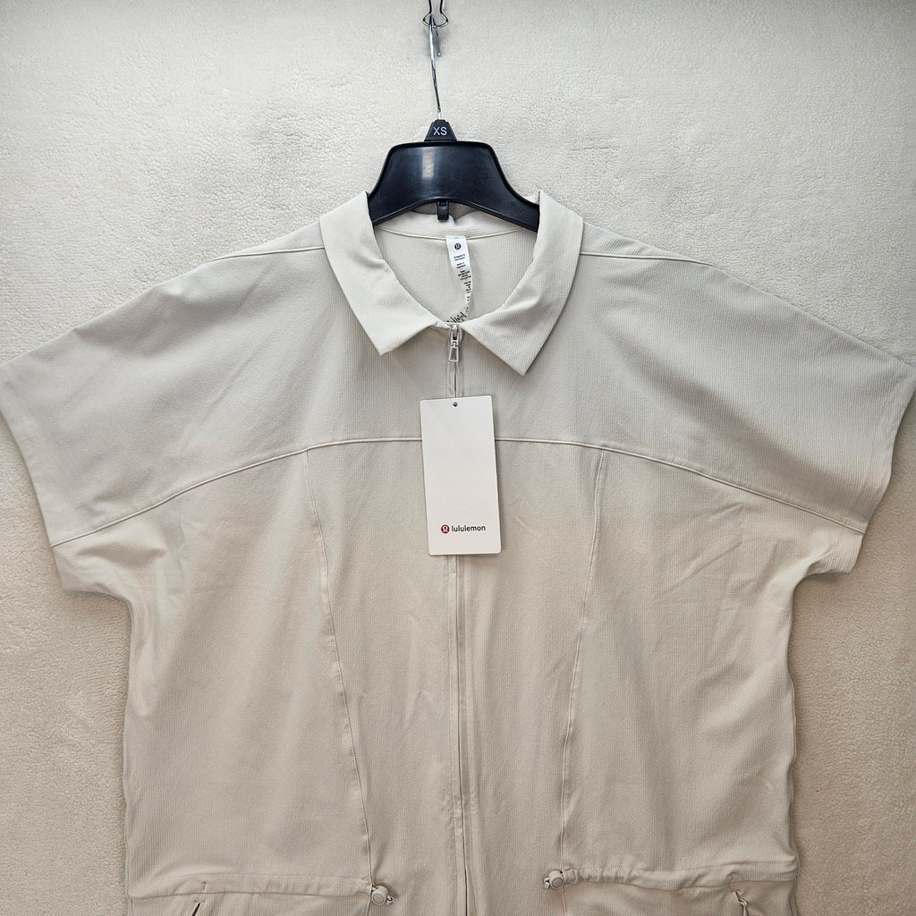 LULULEMON WOMEN'S 10 STRETCH RIB POCKETED ROMPER WHITE RARE NWT