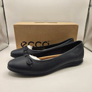 ECCO WOMEN'S 42 BALLERINA TOUCH 2.0 MARINE BLUE NIB LEATHER MADE IN PORTUGAL