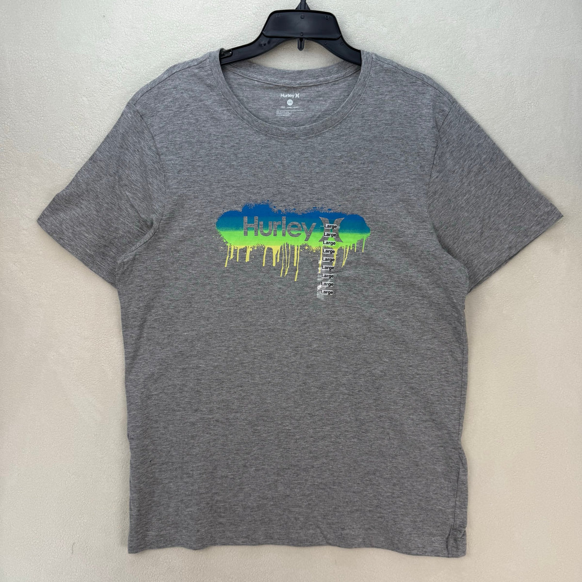 WHOLESALE 17X HURLEY MENS LARGE HOT MESS GRAPHIC TEE GREY II COTTON