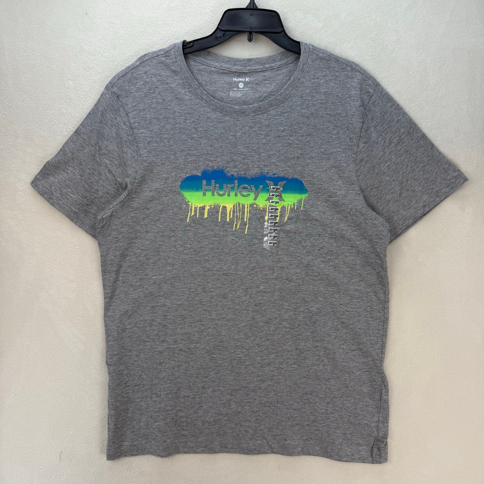WHOLESALE 17X HURLEY MENS LARGE HOT MESS GRAPHIC TEE GREY II COTTON