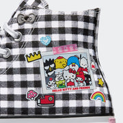 CONVERSE WOMEN'S 8 X SANRIO HELLO KITTY BLACK WHITE PLAID CTAS NIB A17697C