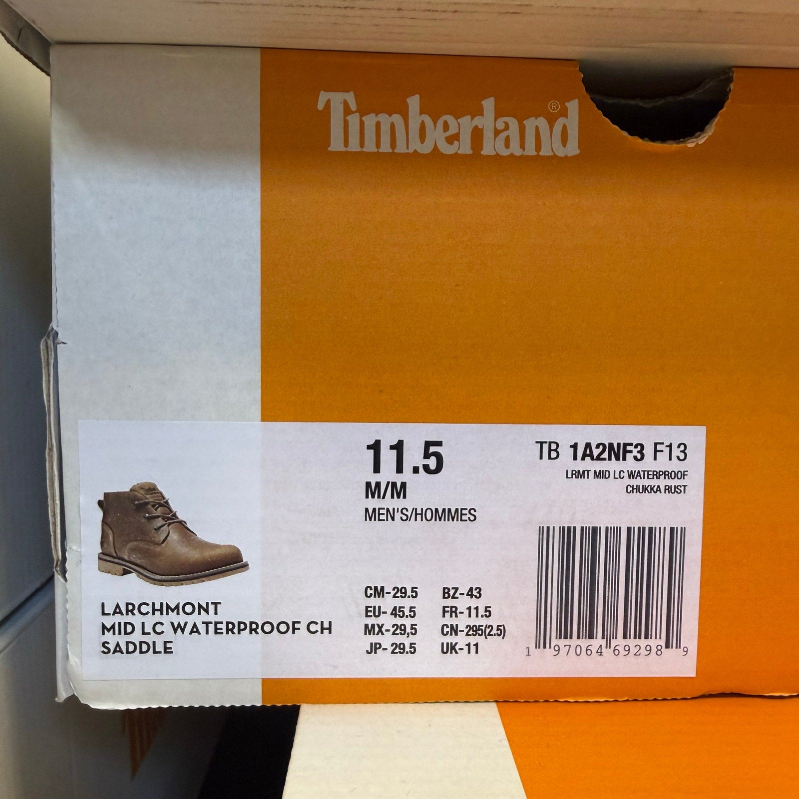 TIMBERLAND MEN'S 11.5 LARCHMONT MID LACED WATERPROOF SADDLE BROWN NIB A2NF3