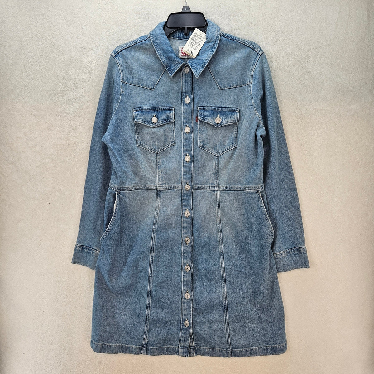 LEVI'S WOMEN'S XL FLYNN WESTERN DRESS NWT MEDIUM WASH A LINE