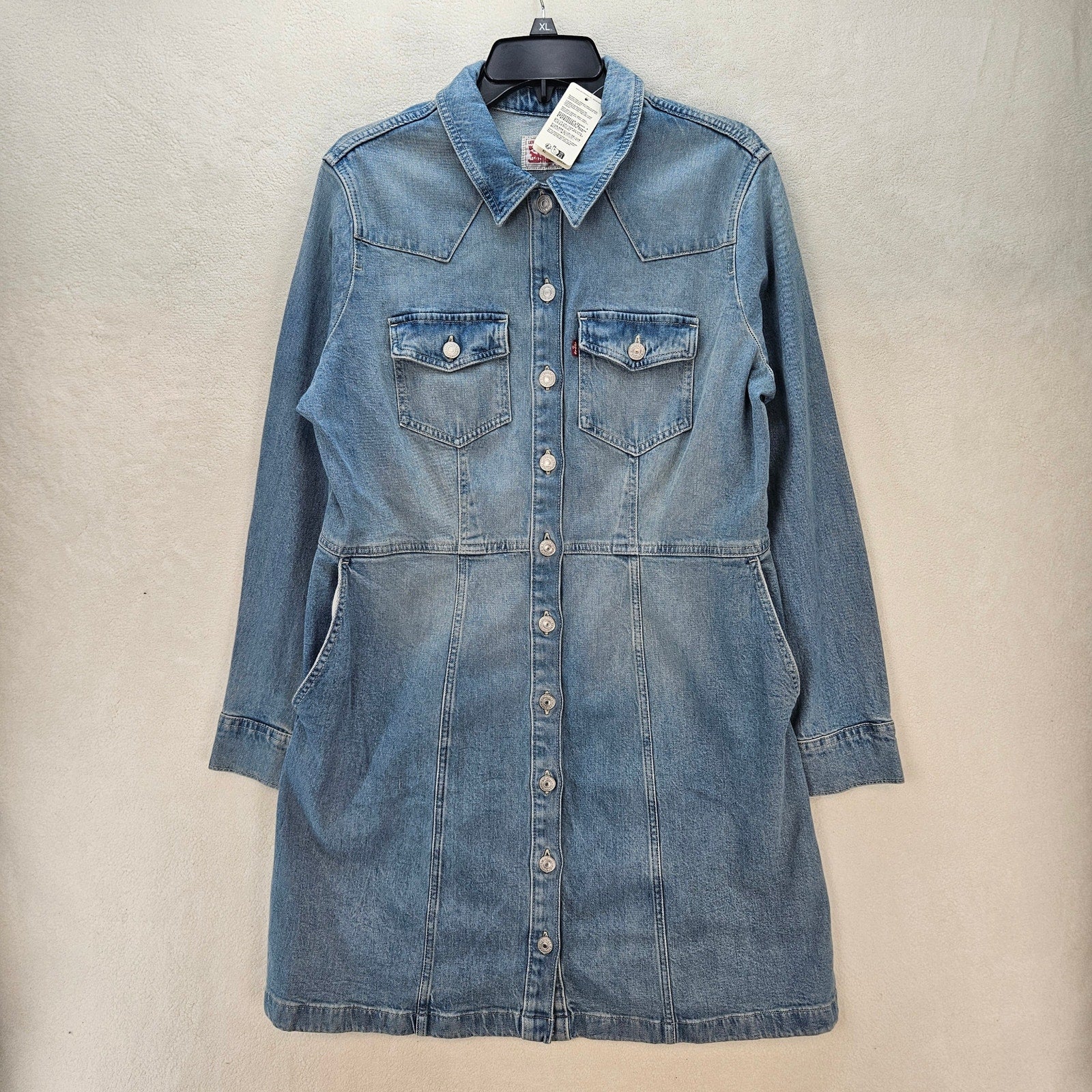 LEVI'S WOMEN'S XL FLYNN WESTERN DRESS NWT MEDIUM WASH A LINE