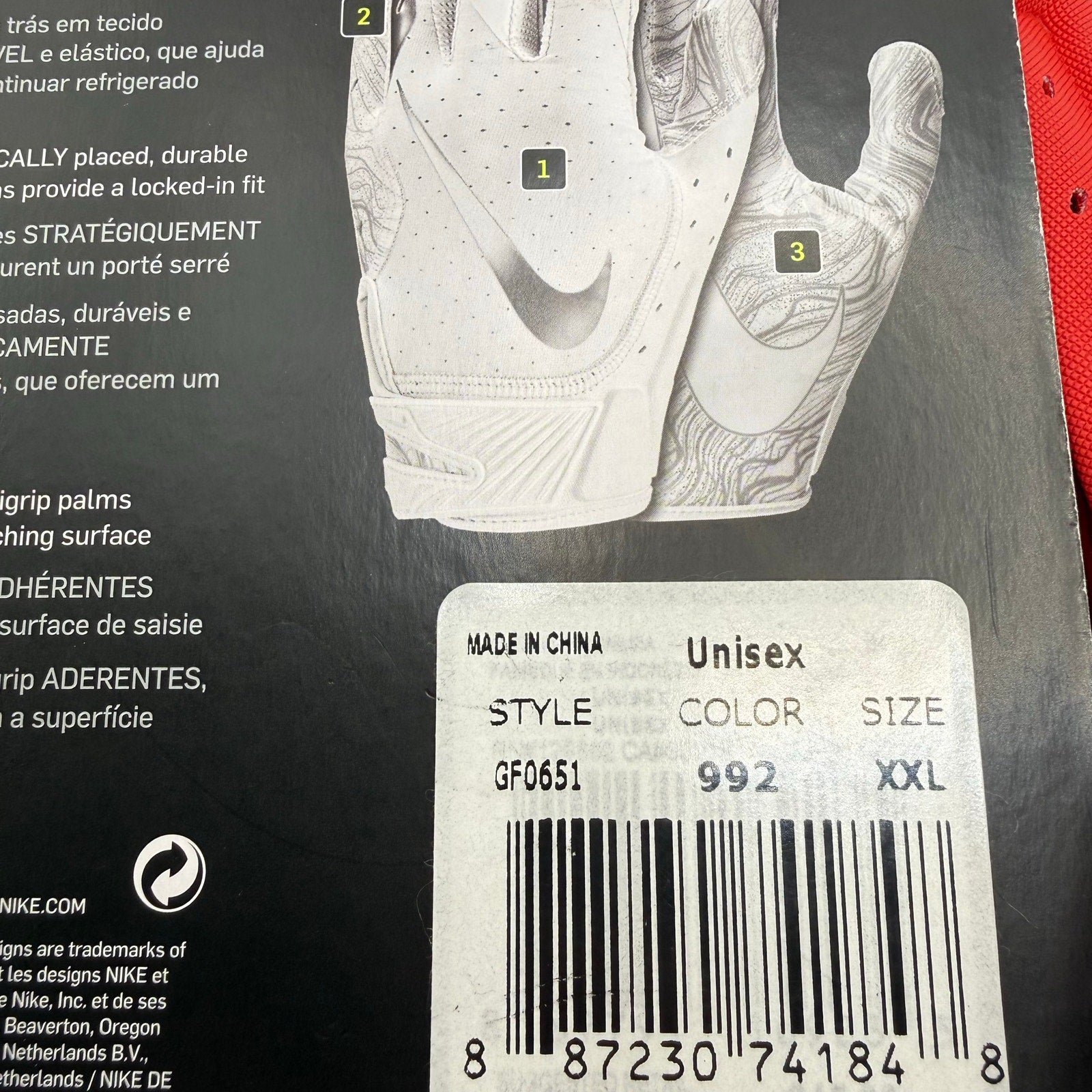 NIKE MENS XXL VAPOR JET 5.0 GLOVES RED/SILVER GF0651-992 NWT