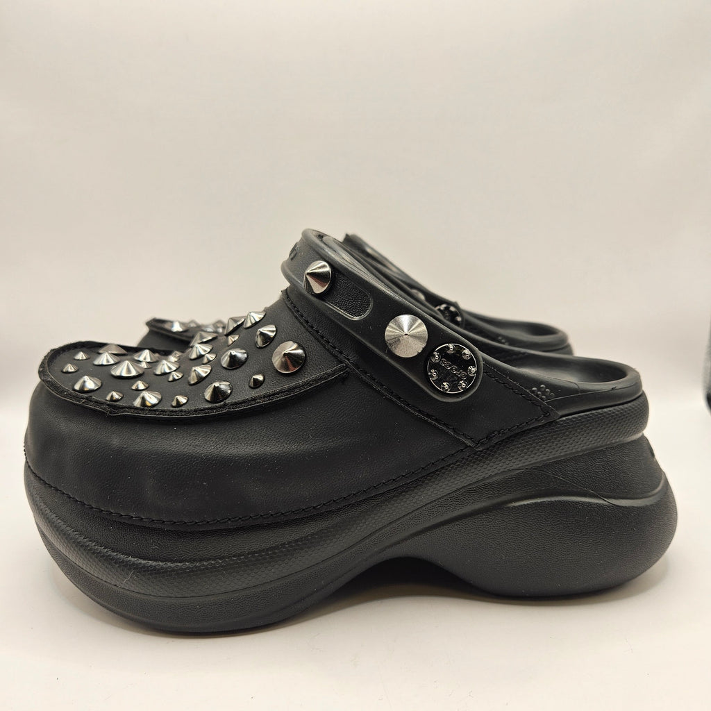 CROCS WOMEN'S 5 BAE STUDDED CLOG BLACK PLATFORM NWOB 211626-001