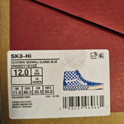 VANS MEN'S 12 SK8-HI CHECKERBOARD SIDEWALL CLASSIC BLUE HI TOP SKATEBOARDING
