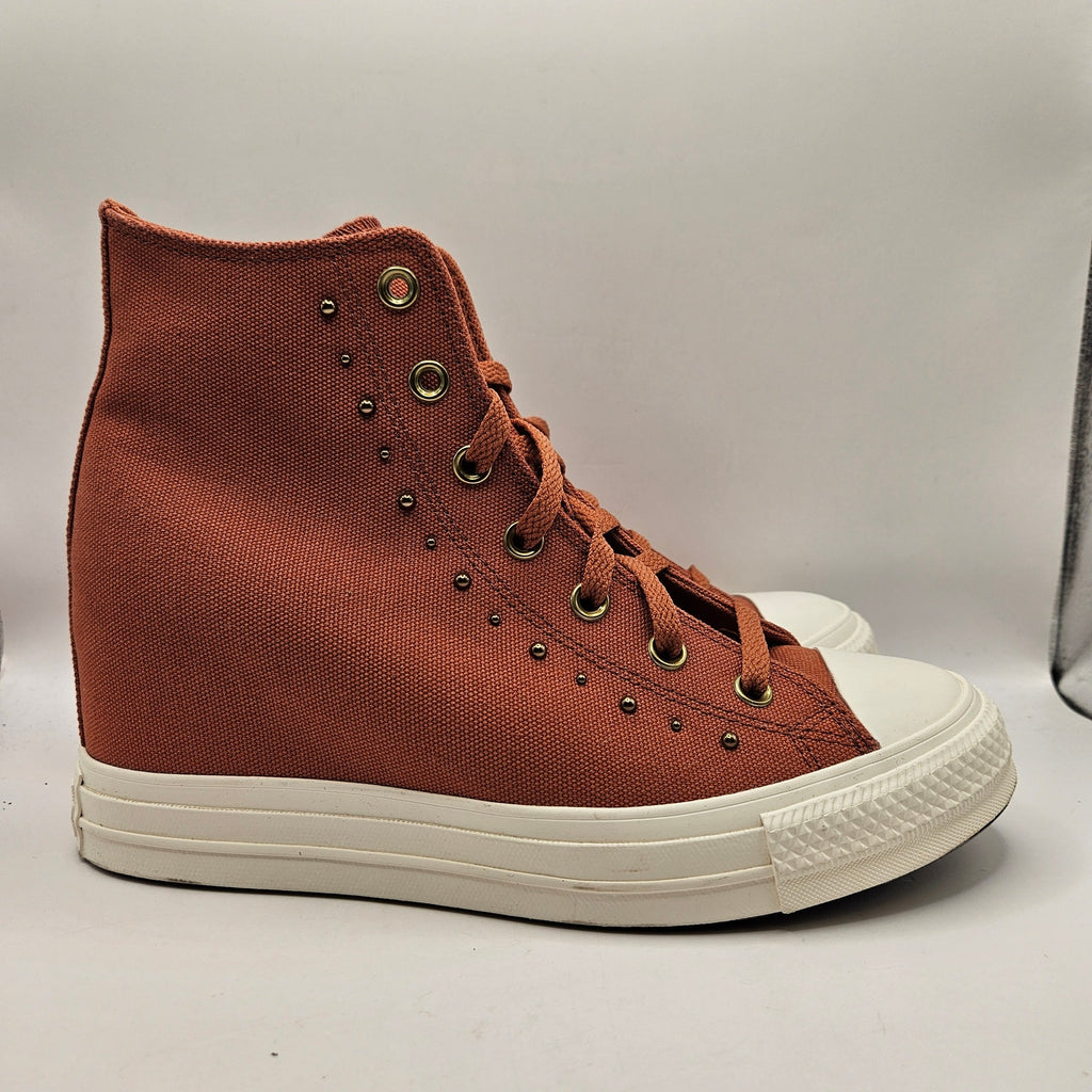 CONVERSE WOMEN'S 10.5 CTAS WEDGE PLATFORM STUDDED RUGGED ORANGE A15107C NWOB