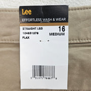 LEE WOMEN'S 16 MEDIUM RELAXED FIT ALL DAY STRAIGHT LEG PANT FLAX NWT