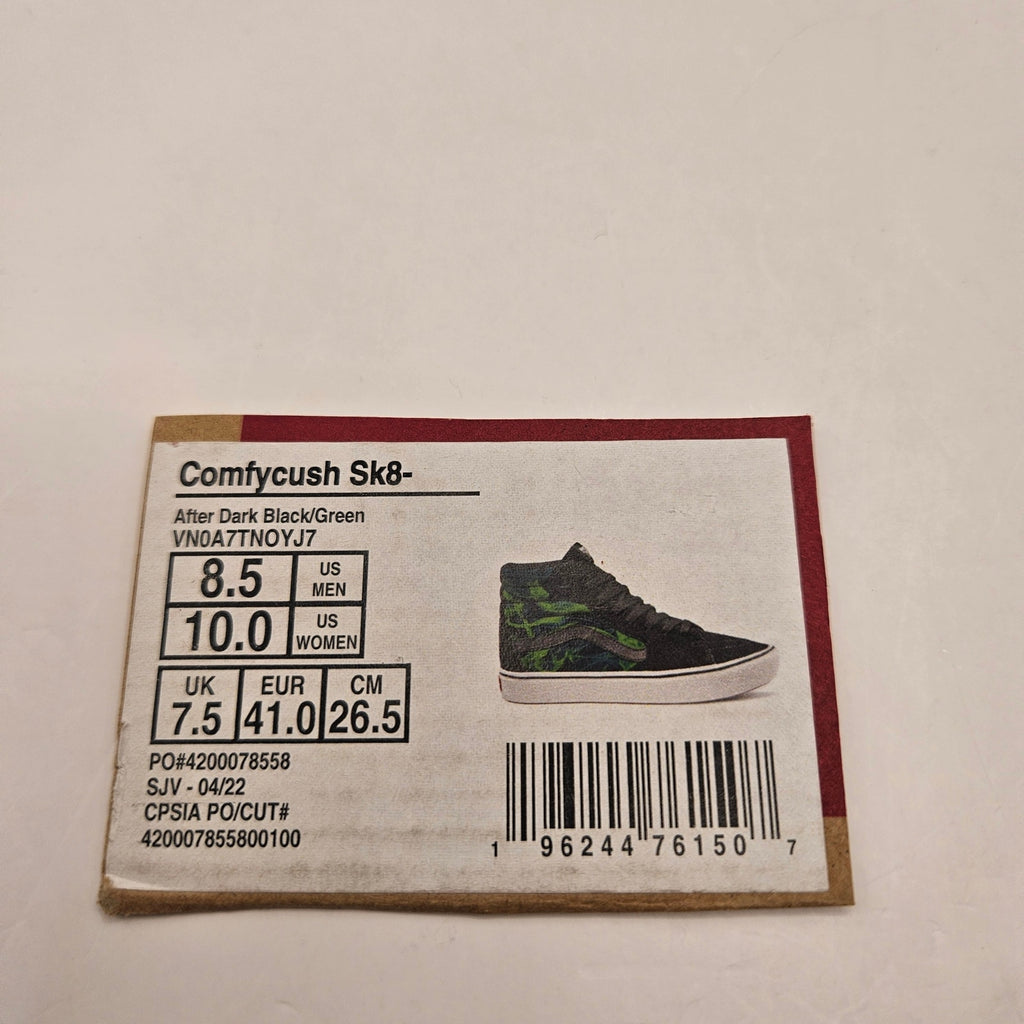 VANS M8.5/W10 COMFYCUSH SK8-HI AFTER DARK GREEN NWOB SKATE SHOE