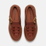 TIMBERLAND WOMEN'S 8 STONE STREET PLATFORM BUCKLE SHOE RUST FULL GRAIN LEATHER