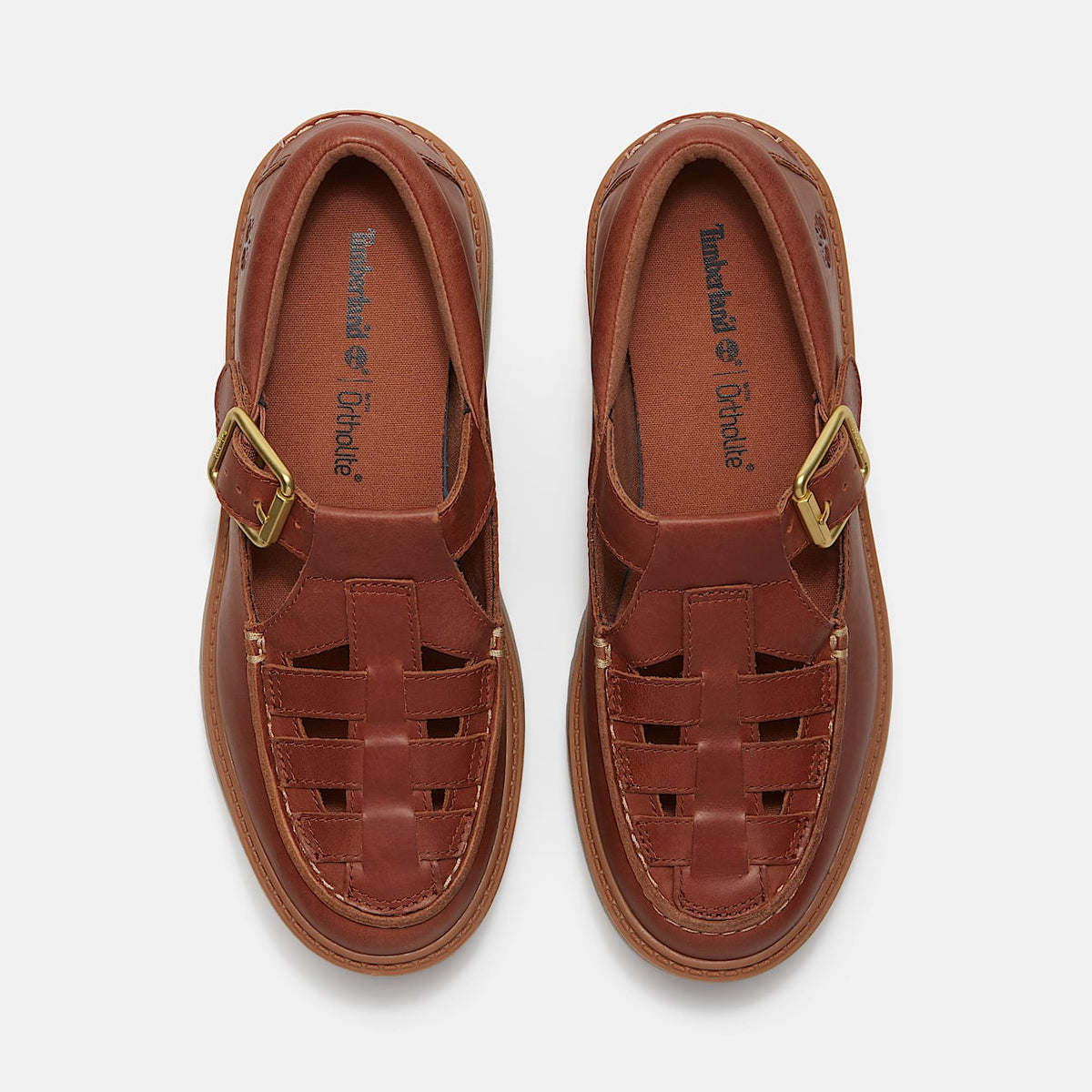 TIMBERLAND WOMEN'S 8 STONE STREET PLATFORM BUCKLE SHOE RUST FULL GRAIN LEATHER