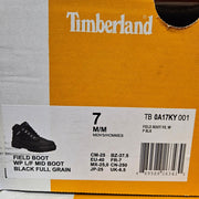 TIMBERLAND MEN'S 7 FIELD BOOT MID LACE UP WATERPROOF BLACK NIB