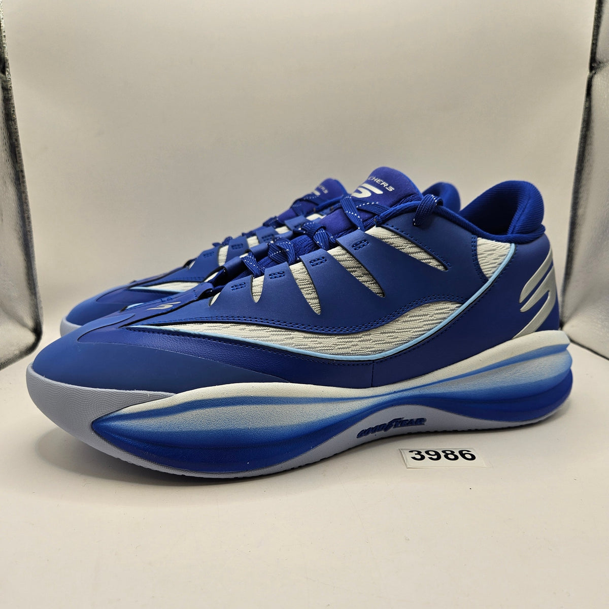 SKECHERS MEN'S 13 SKX B-LITE BASKETBALL SHOES 253025-BLW BLUE WHITE NWOB