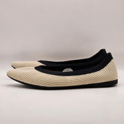 ALLBIRDS WOMEN'S 9 BREEZER POINT BALLET FLAT WARM WHITE BLACK SOLE A12672