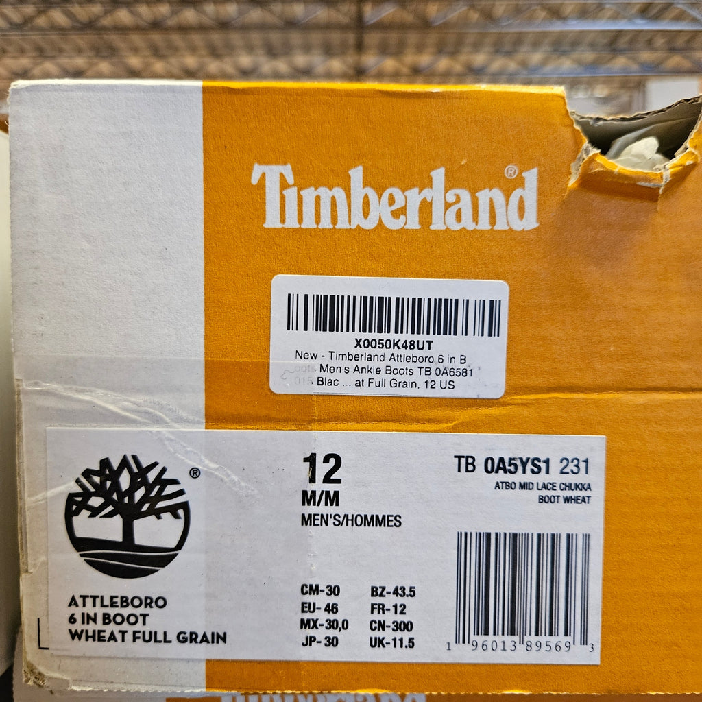 TIMBERLAND MEN'S 12 ATTLEBORO BOOTS BROWN LEATHER ANKLE CHUKKA NIB