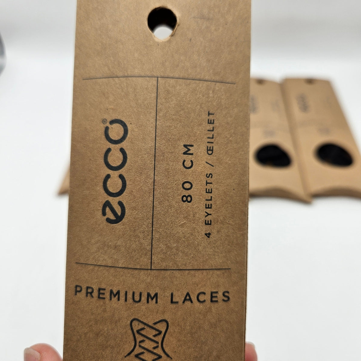 LOT OF 6 - ECCO PREMIUM LACES 80CM BLACK SPORTY ROUND NIB 1X6 PAIRS